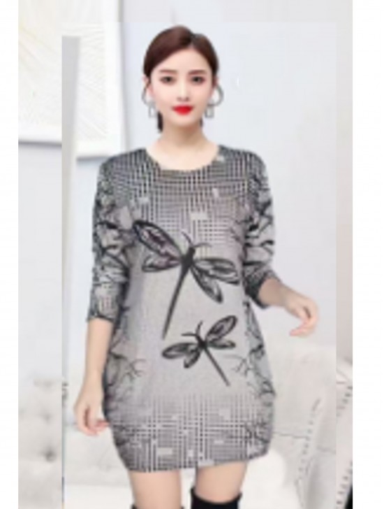 Dragonfly Printed Soft Knitted Light Sweater